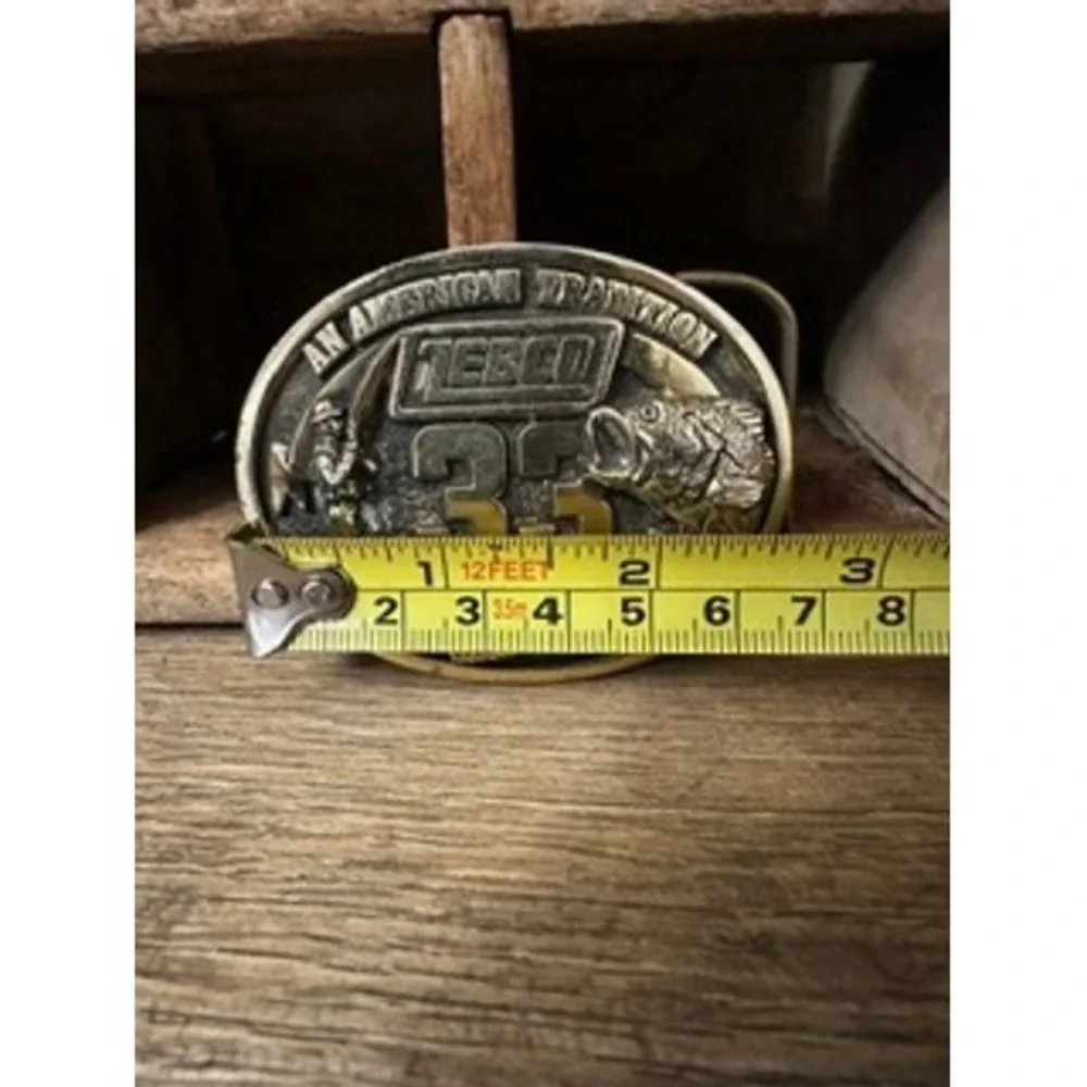 Vintage 1988 Zebco 33rd Anniversary Limited Edition Brass Belt Buckle Fishing